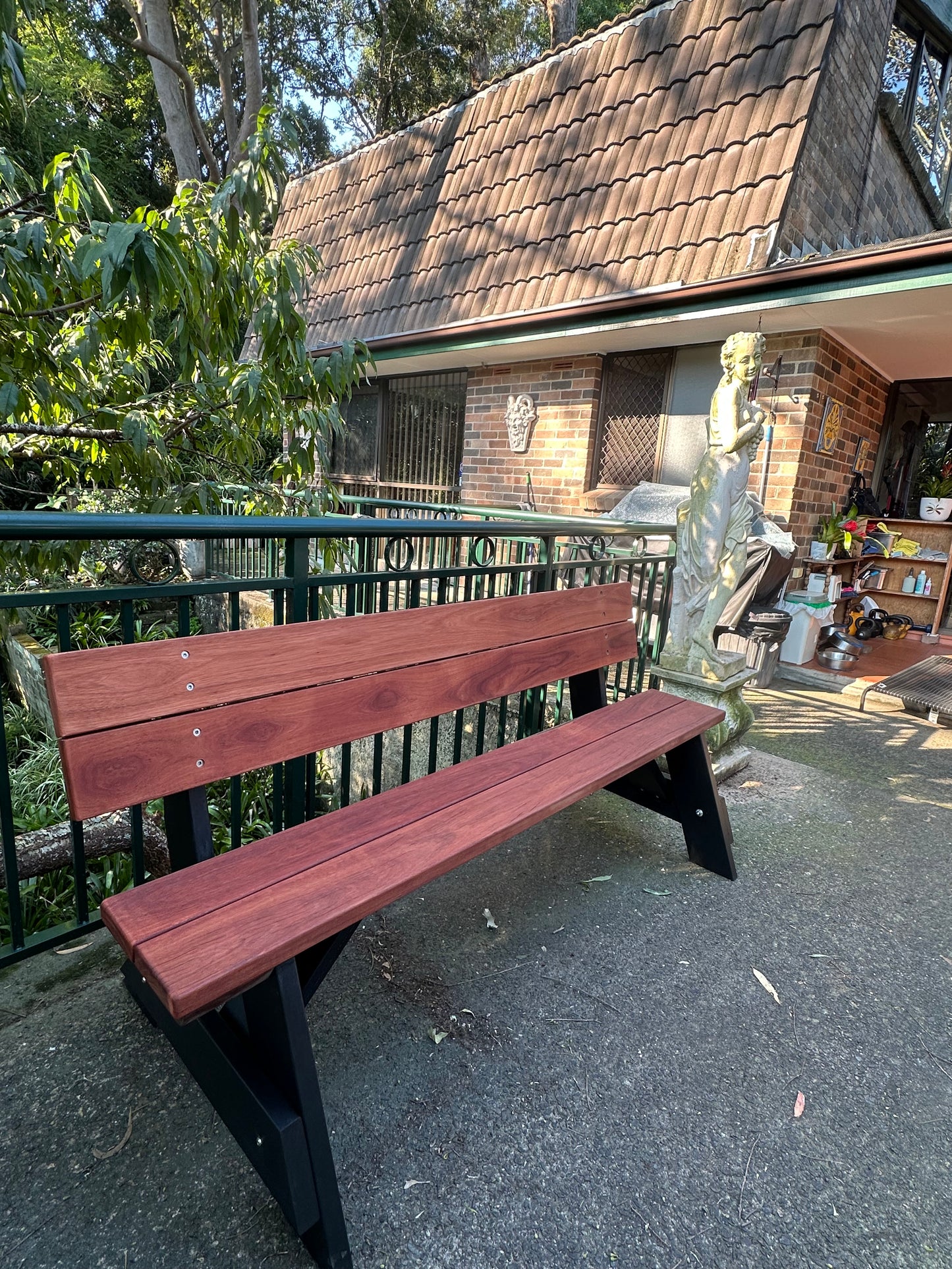Premium Hardwood Outdoor Bench with Backrest