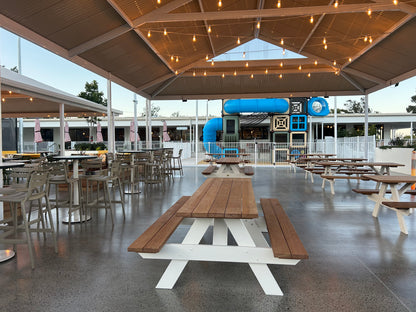 Durable commercial picnic table for Sydney, Melbourne, Brisbane event cafés and festival venues, suitable for large outdoor crowds.