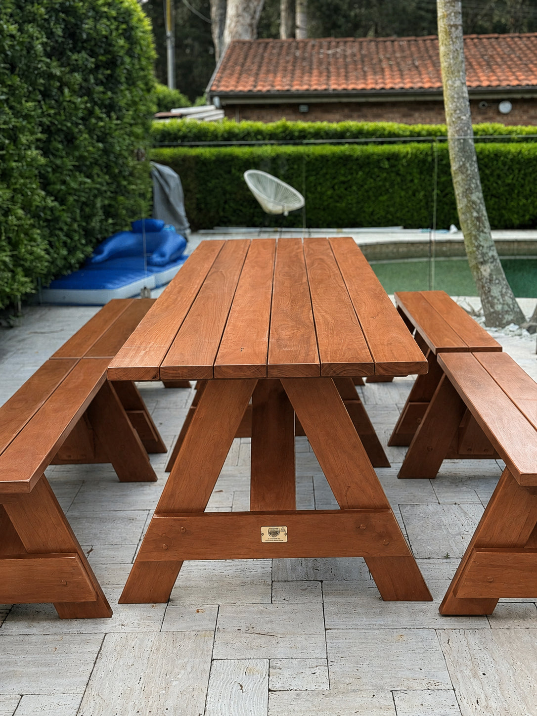 Premium Hardwood Outdoor Table Set (Separated Benches)