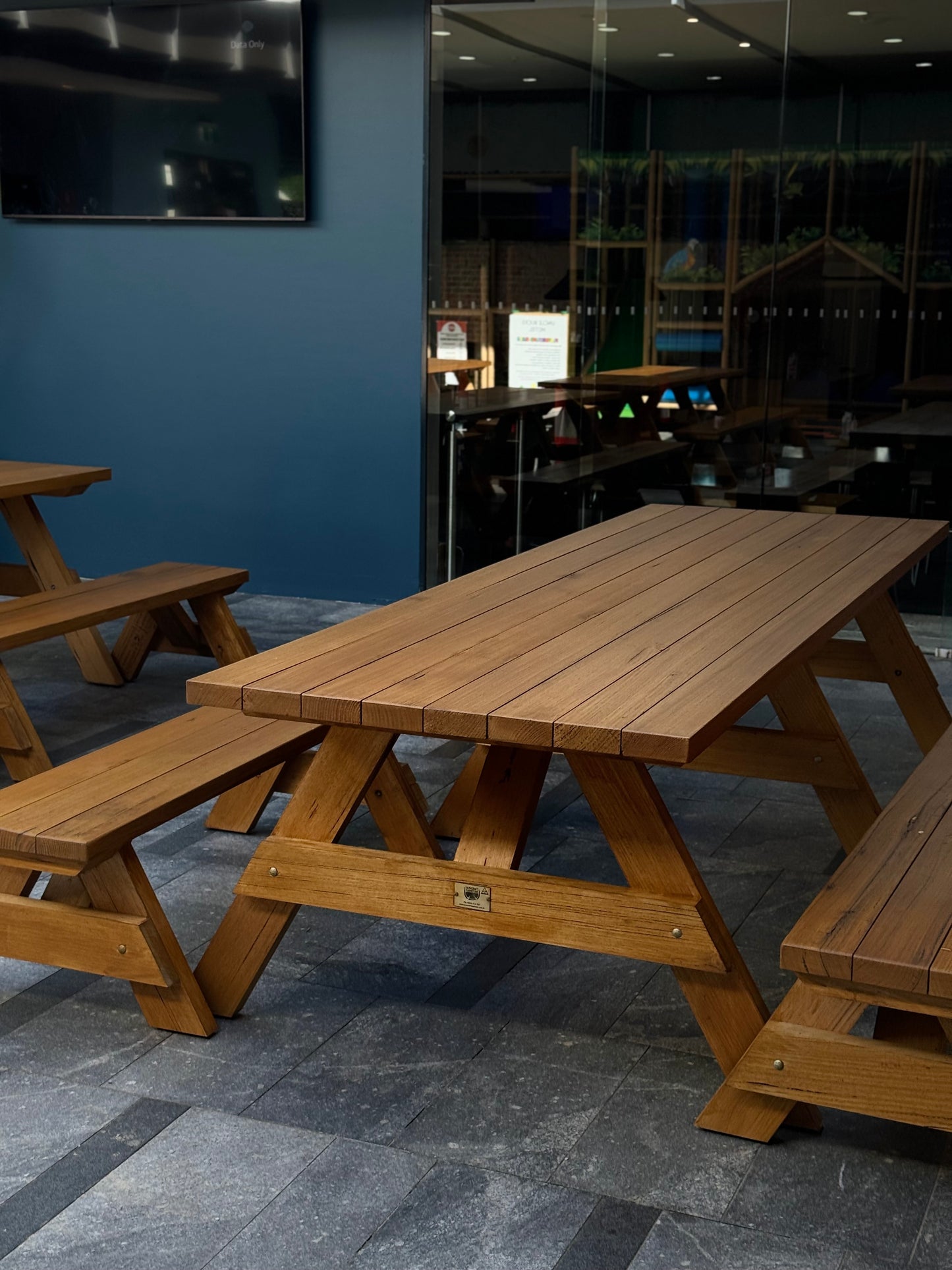 Hardwood picnic table with for commercial outdoor break areas and shared spaces in Australia