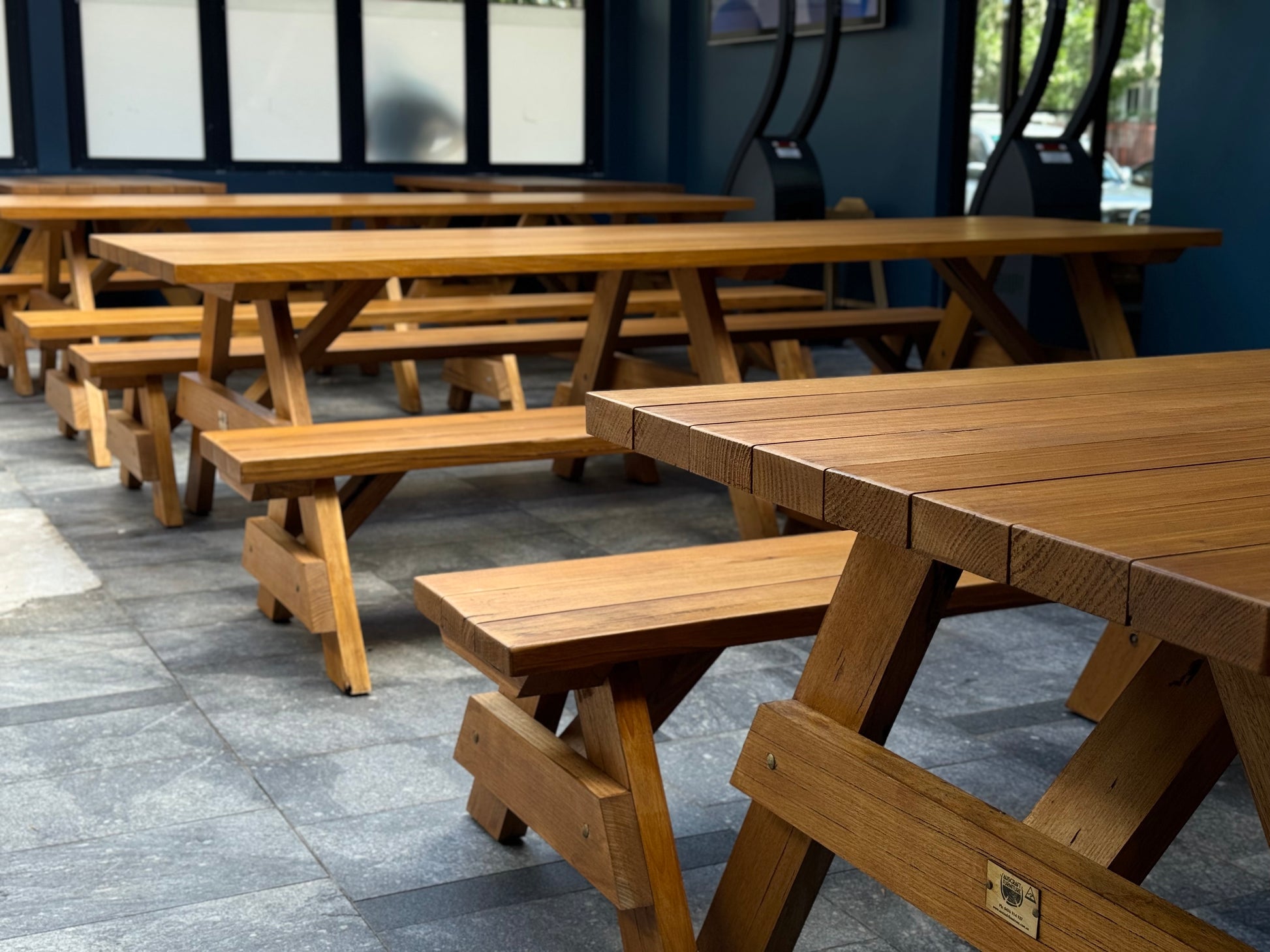 Hardwood picnic table for hotel gardens and resort outdoor guest areas in Australia