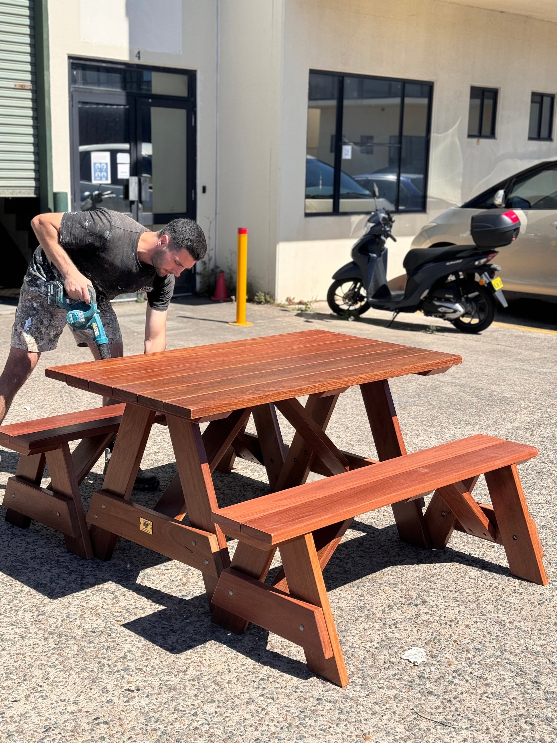 Hardwood picnic table designed for public parks and recreational outdoor areas in Australia