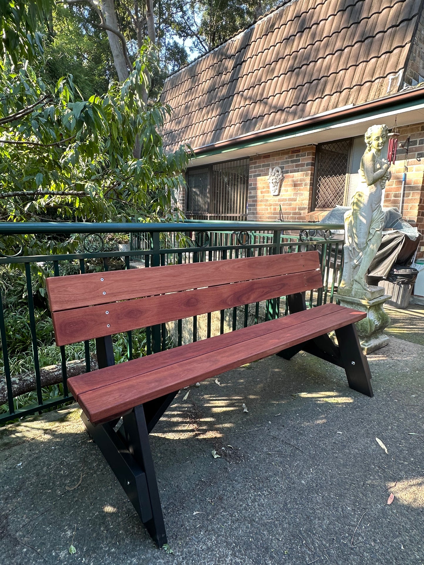 Premium Hardwood Outdoor Bench with Backrest
