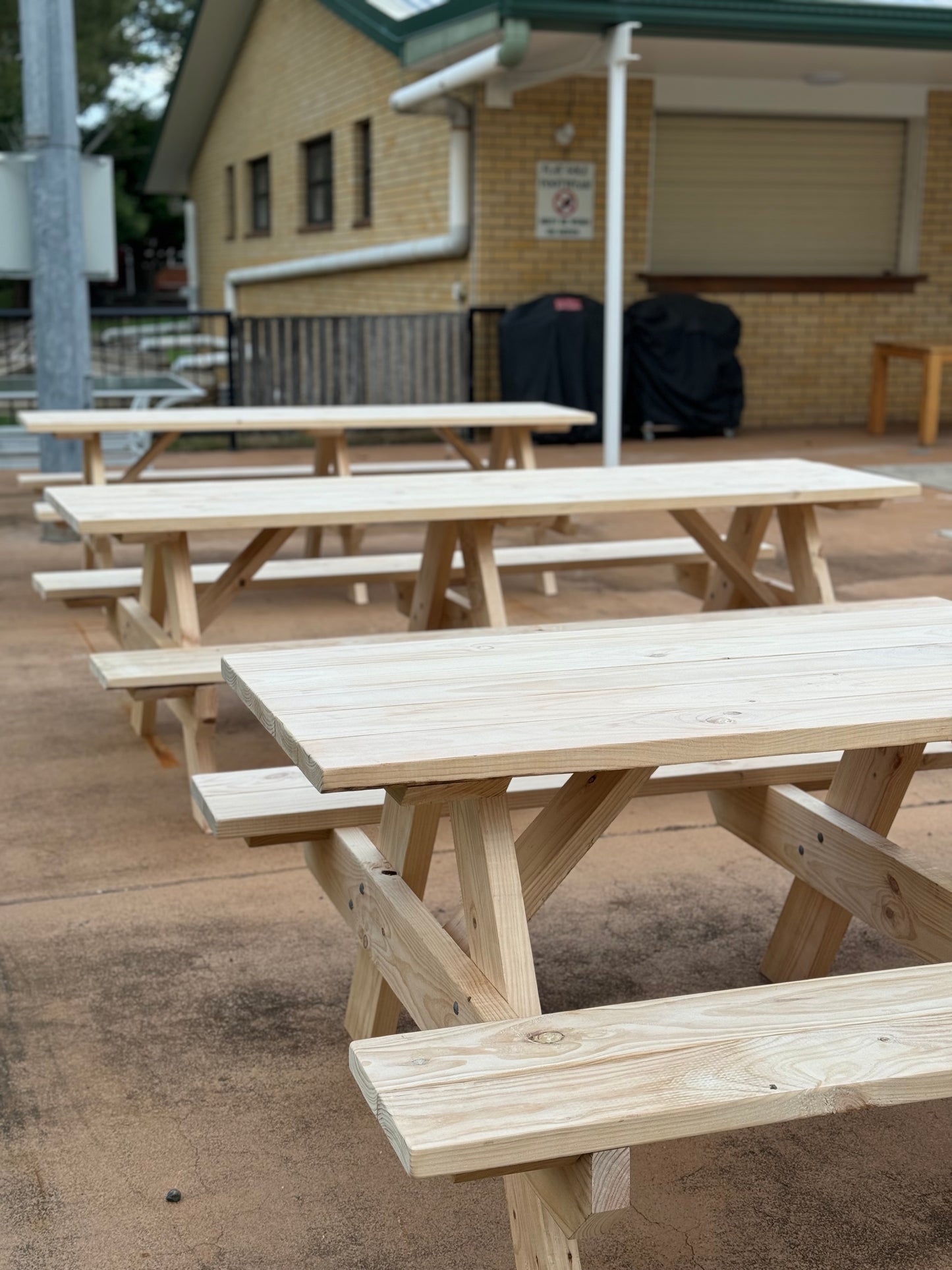 Raw timber finish sample showing the natural wood tone available for heavy duty commercial picnic tables, ideal for outdoor settings that highlight a warm and organic look in Australia