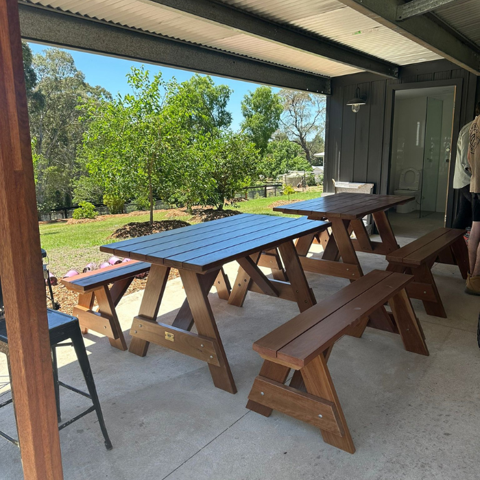 Premium Hardwood Outdoor Table Set (Separated Benches)