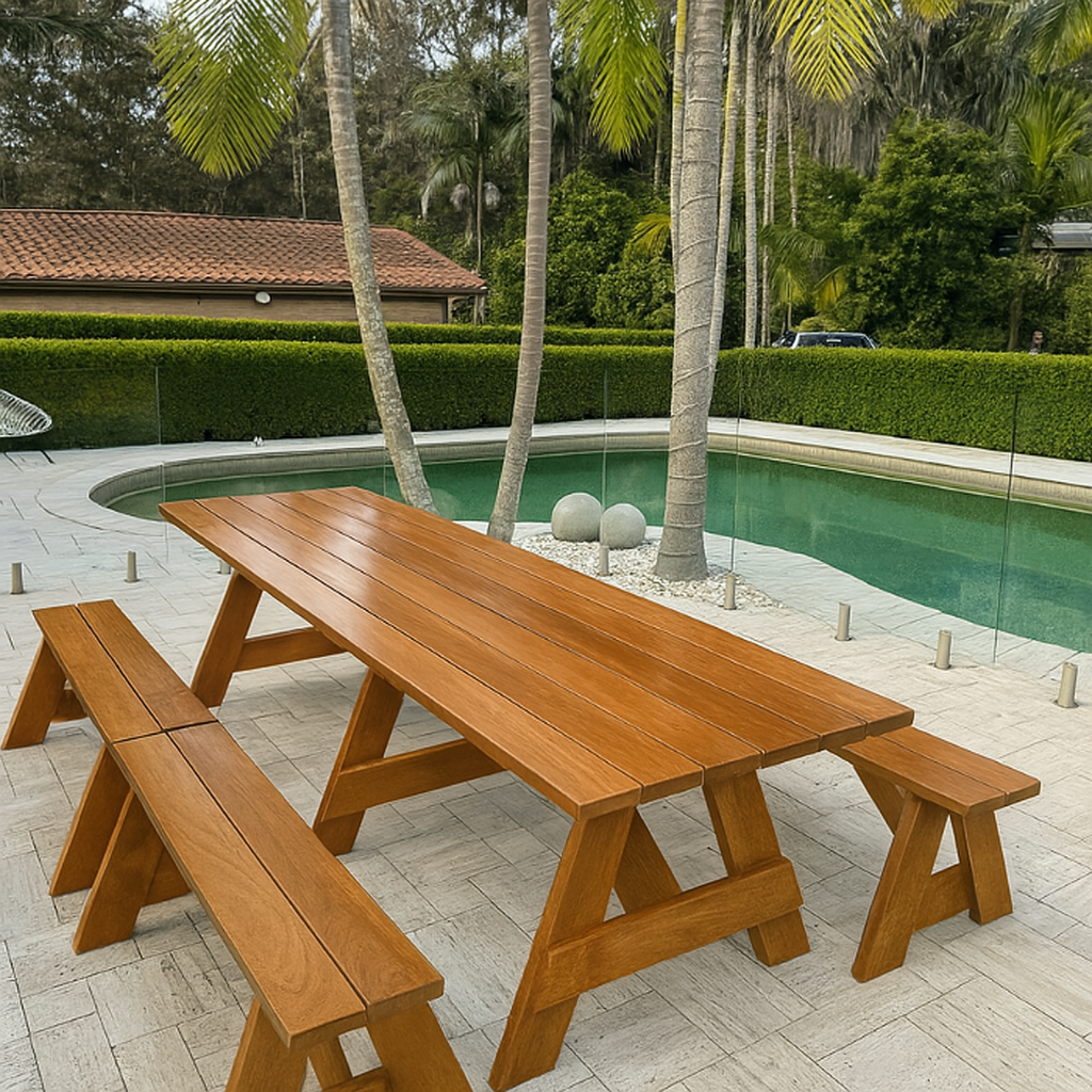 Premium Hardwood Outdoor Table Set (Separated Benches)
