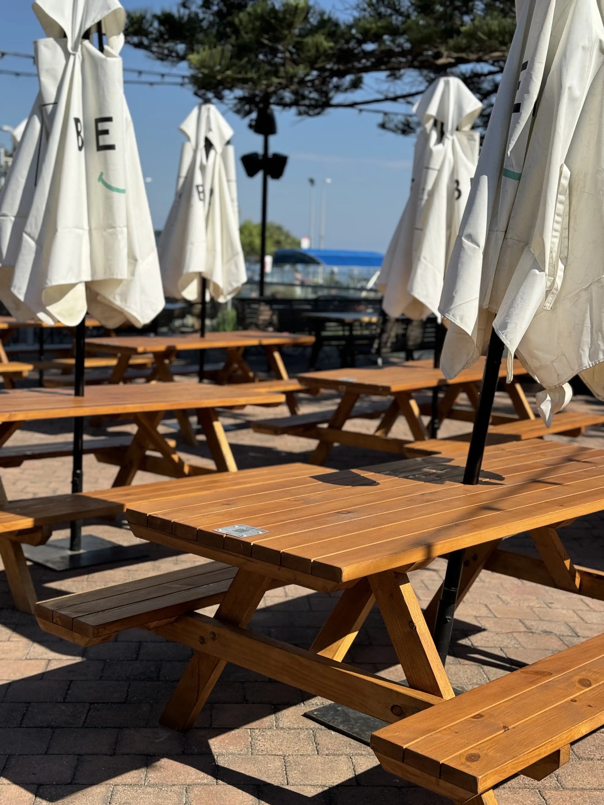 pine picnic table natural timber finish outdoor garden Australia