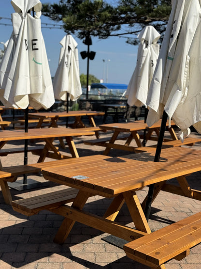 pine picnic table natural timber finish outdoor garden Australia