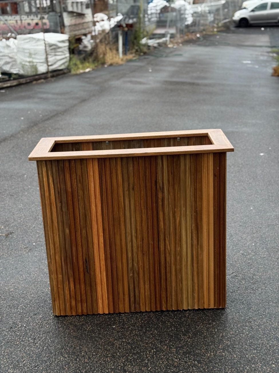 Premium handcrafted planter box for sale in Australia, durable and stylish, suitable for outdoor use in gardens, parks, cafes, and commercial spaces.
