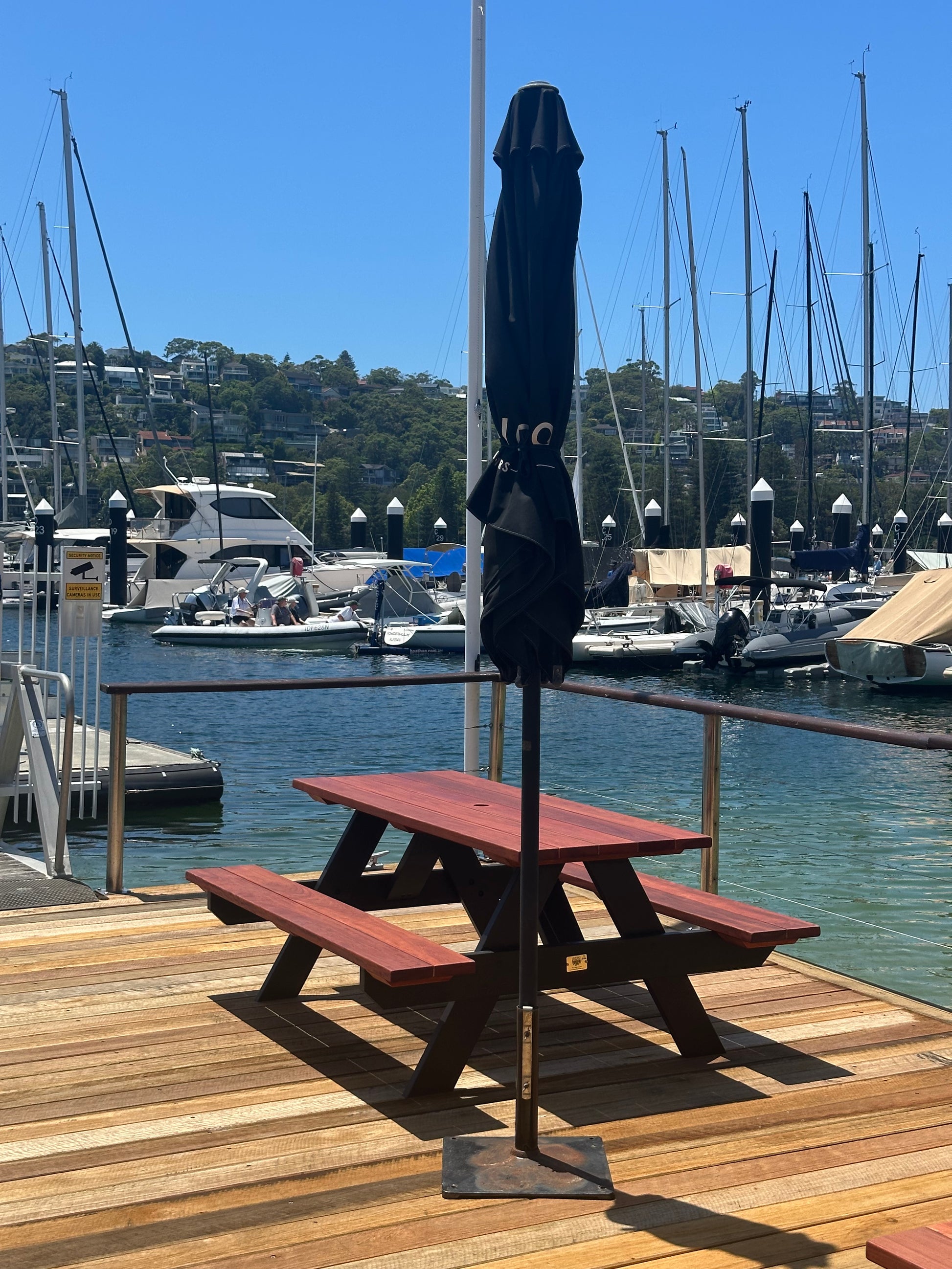 Auscraft outdoor picnic table ideal for Melbourne riverside cafés, built for high-traffic commercial hospitality settings.