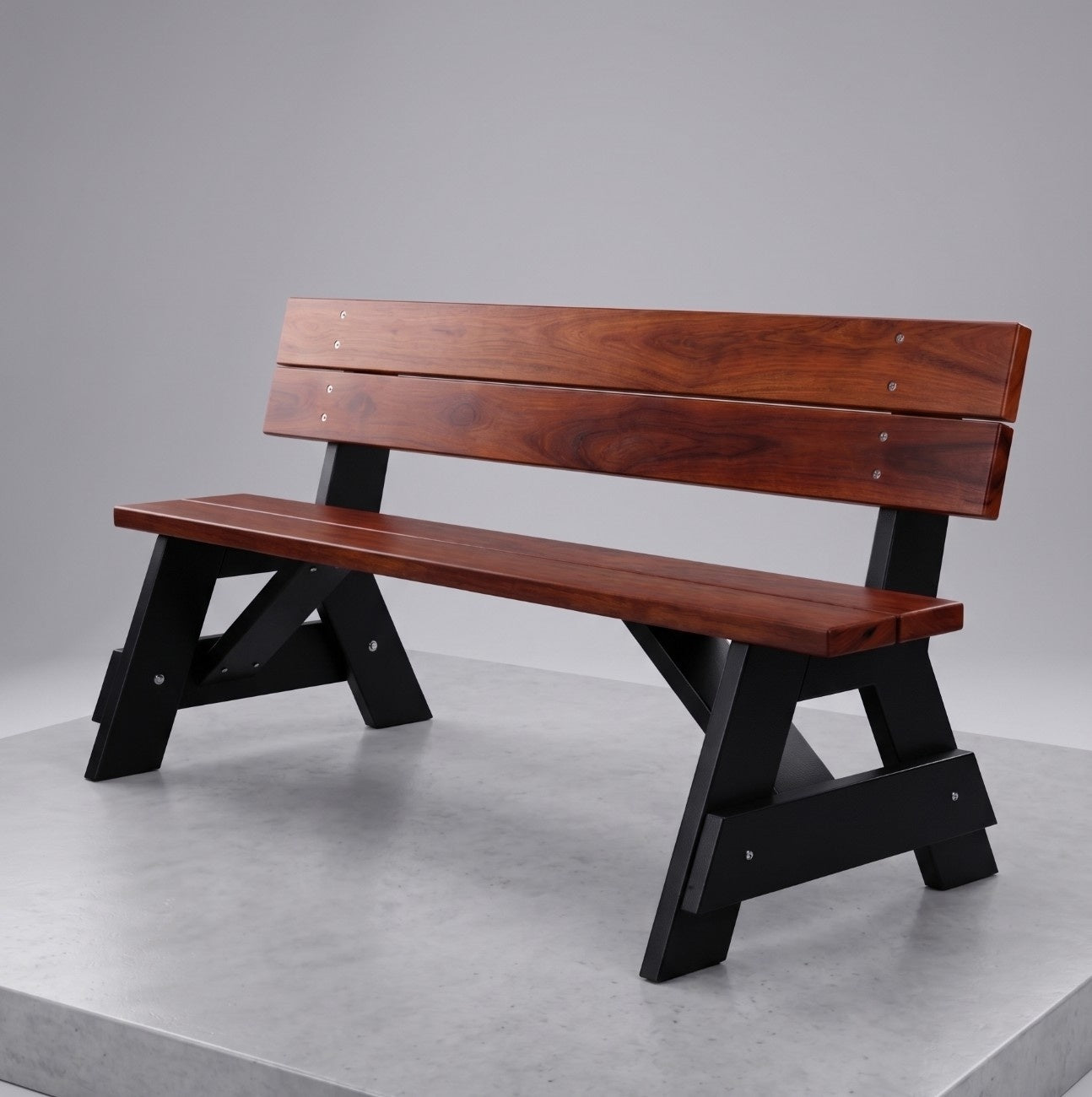 Premium Hardwood Outdoor Bench with Backrest