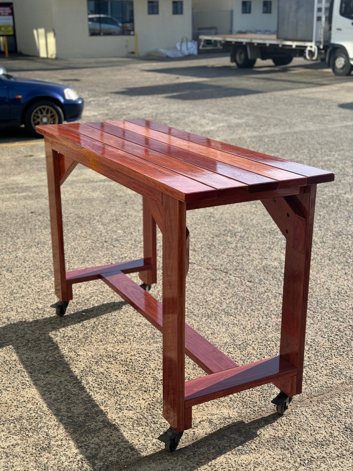 Premium full varnished high bar table for outdoor events and corporate gatherings in Australia