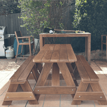 Premium Hardwood Outdoor Table Set (Separated Benches)