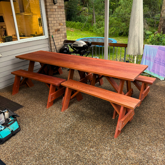 Premium Hardwood Outdoor Table Set (Separated Benches)