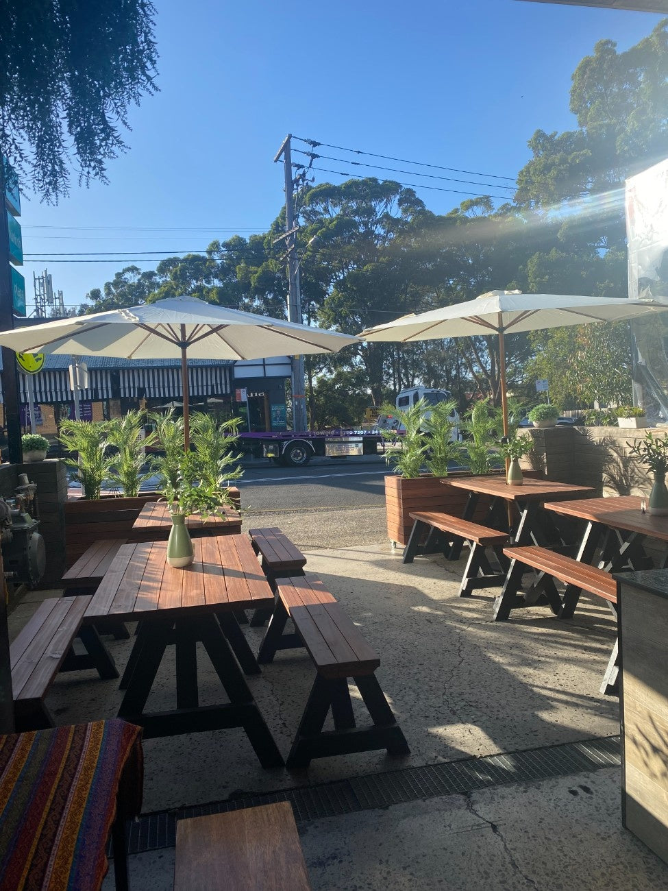 Premium traditional planter box in kiln-dried Jambu hardwood, ideal for airport lounges and arrival/departure areas to add greenery.